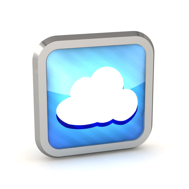 blue striped icon with cloud on a white background - Photo, Image