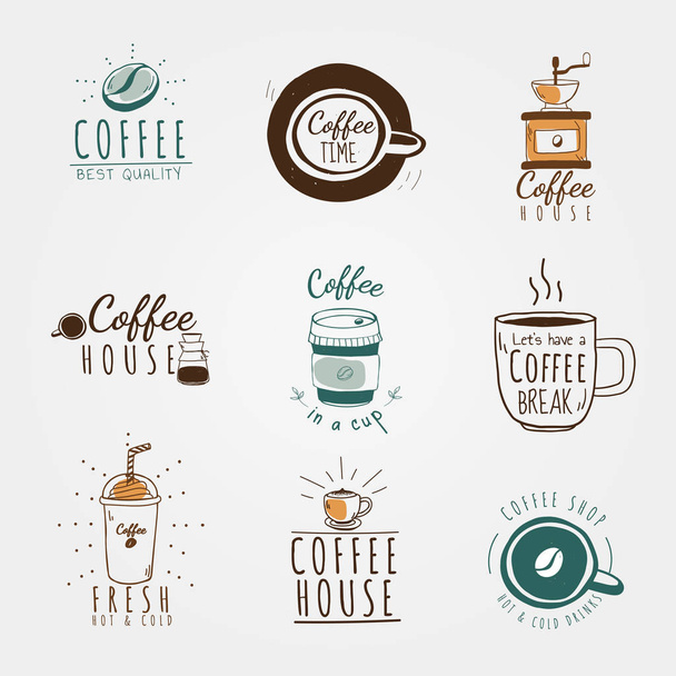 Coffee beverage logo set design - Vektor, kép