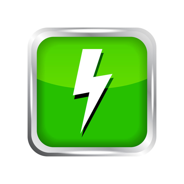 Green lightning icon on a white background - Διάνυσμα, εικόνα
