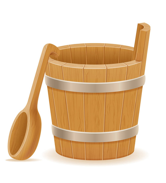 wooden bucket with wood texture old retro vintage vector illustr - Vecteur, image