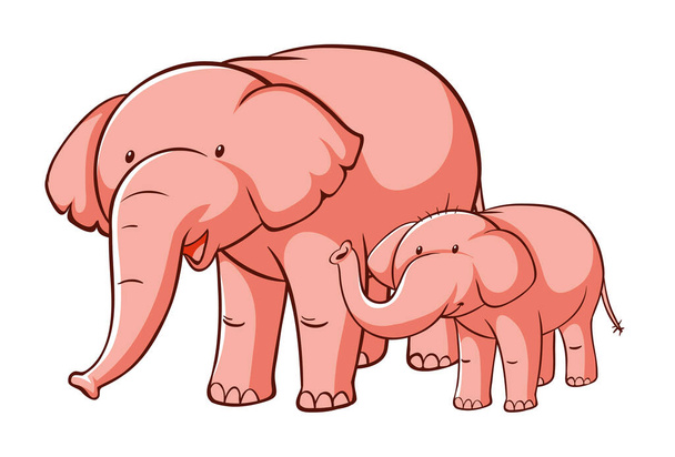 Roze olifanten op witte achtergrond - Vector, afbeelding