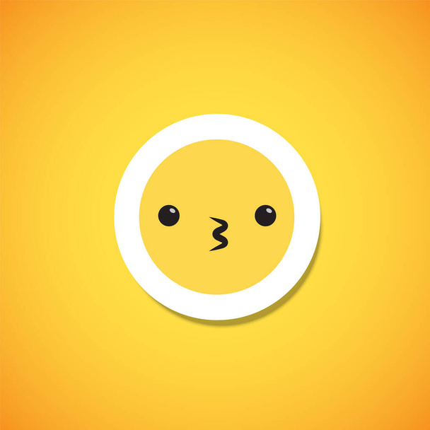 Yellow cute emoticon sticker, vector illustration - Vetor, Imagem