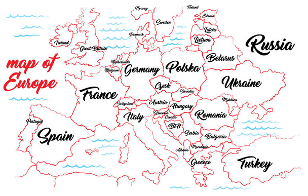 Mapa de línea de Europa, ilustración vectorial simple
 - Vector, imagen