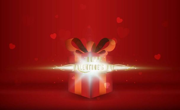 Открыть подарочную коробку с днем Святого Валентина яркие лучи света
.  - Вектор,изображение