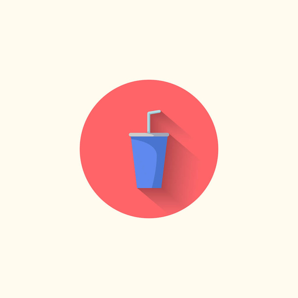 disposable soda cup icon with long shadow. flat style vector illustration - Vector, Image