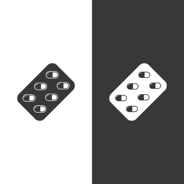 Blister pack pills icon. Isolated image. Flat pharmacy vector illustration - Vector, Image