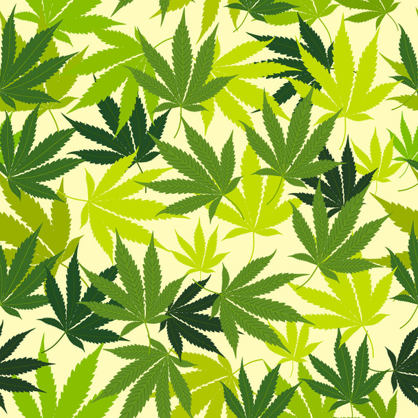 Medical marijuana leaves seamless pattern - Vector, Image