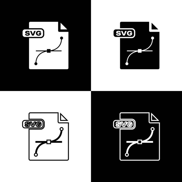 Ustaw dokument pliku SVG. Pobierz ikonę przycisku SVG izolowane na czarno-białym tle. Symbol pliku SVG. Ilustracja wektorowa - Wektor, obraz