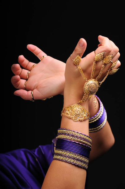 Female hands in movement of national indian dance - Fotoğraf, Görsel