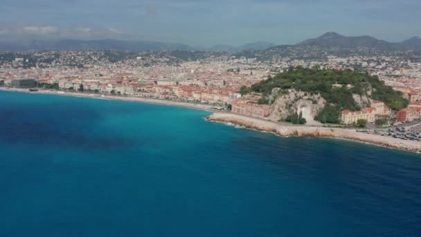 Αεροφωτογραφία. Νίκαια, Γαλλία περιπάτου, Μεσόγειος Θάλασσα. - Πλάνα, βίντεο