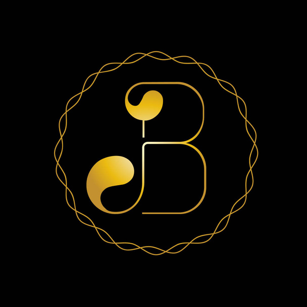 b Luxus Goldbrief Logo-Vorlage in Vektor für Restaurant, Lizenzgebühren, Boutique, Café, Hotel, Wappen, Schmuck, Mode und andere Vektorillustrationen. b icon design für mode- und schönheitsunternehmen. - Vektor, Bild