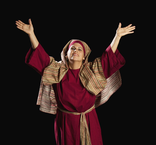Woman Dressed As Mary, Mother Of Jesus - 写真・画像