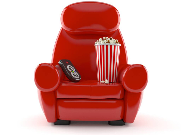 Křeslo s popcornem a vzdáleným - Fotografie, Obrázek