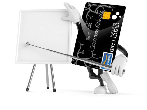 Creditcard karakter met blanco whiteboard - Foto, afbeelding
