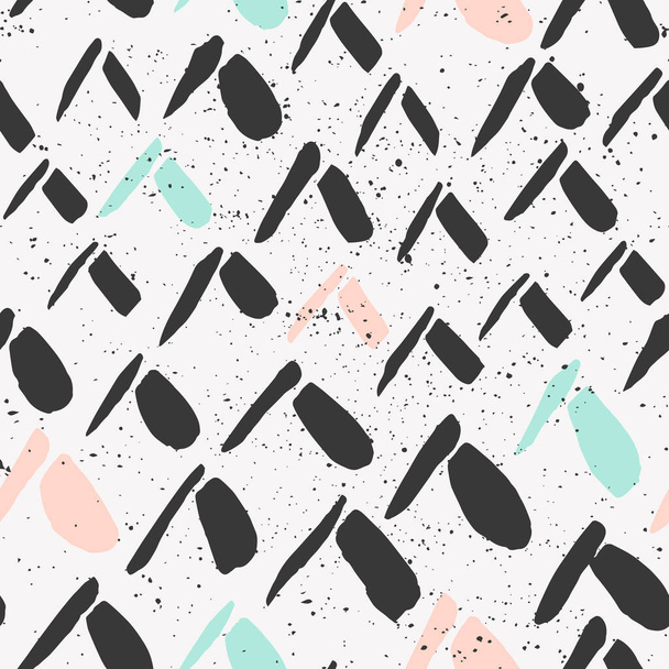 Vector seamless pattern with geometric brush strokes elements. Memphis geometric outline trendy modern style.  - Vector, Image