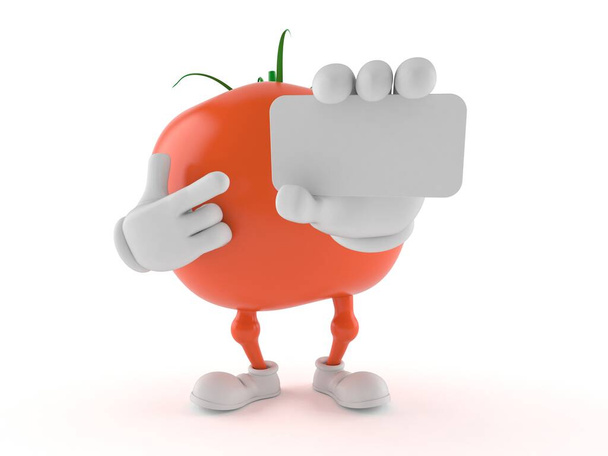 Znak rajčete držící prázdnou vizitku - Fotografie, Obrázek
