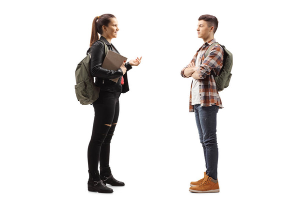 Female student talking to a male student - Foto, Imagem