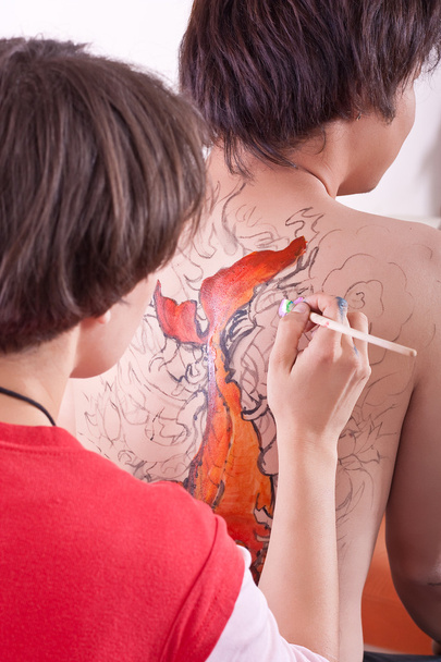 Asyalı çocuk Cesedi boyaması olmak - Fotoğraf, Görsel