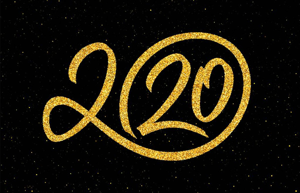 Novoroční přání 2020 s kaligrafií - Vektor, obrázek