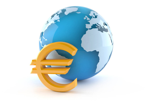Globo mundial con símbolo de moneda euro
 - Foto, imagen