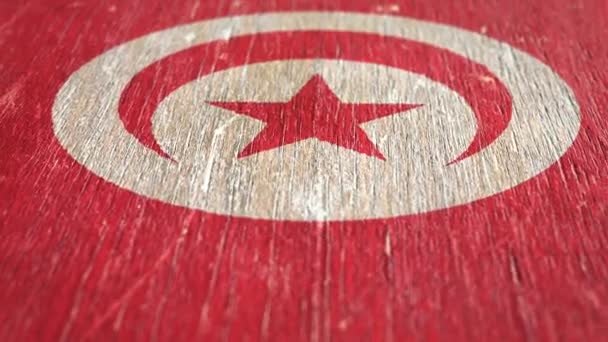 Flag Of Tunisia. Detail On Wood, Shallow Depth Of Field, Seamless Loop. High-Quality Animation. Ideal For Your Country / Travel / Political Related Projects. 1080p, 60fps. - Footage, Video