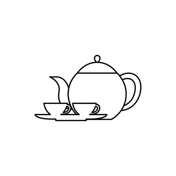 αγγλικό τσάι κατσαρόλα και ποτήρια σκεύη - Διάνυσμα, εικόνα
