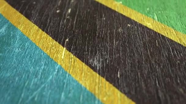 Flag Of Tanzania. Detail On Wood, Shallow Depth Of Field, Seamless Loop. High-Quality Animation. Ideal For Your Country / Travel / Political Related Projects. 1080p, 60fps. - Footage, Video