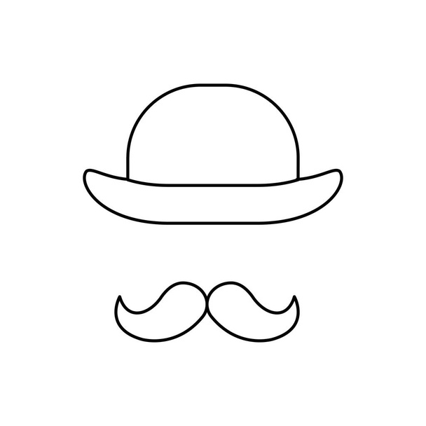 Αγγλικό καπέλο κύριος με μουστάκι - Διάνυσμα, εικόνα