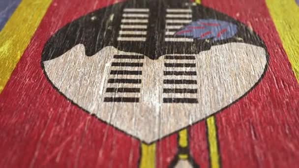 Flag Of Swaziland. Detail On Wood, Shallow Depth Of Field, Seamless Loop. High-Quality Animation. Ideal For Your Country / Travel / Political Related Projects. 1080p, 60fps. - Footage, Video