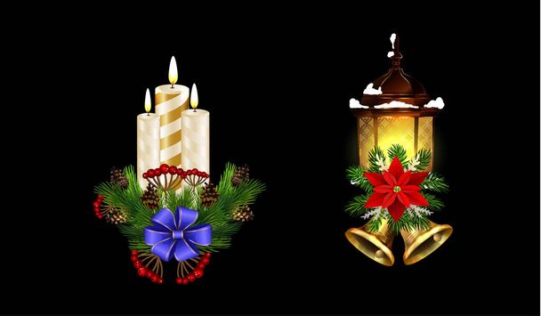 Christmas decoration with street light cpllection - Vector, afbeelding