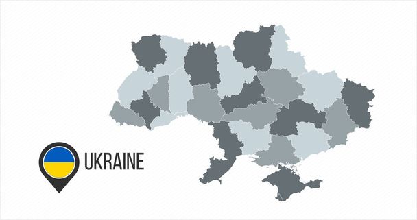 Map of Ukraine with divisions. Vector illustration isolated on white background - Vector, Image