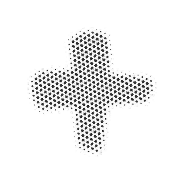 Polotónové tečkované znaménko plus nebo křížek Vektorová ilustrace izolovaná na bílém pozadí - Vektor, obrázek