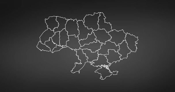 Mapa de Ucrania con divisiones. Ilustración vectorial aislada sobre fondo negro
 - Vector, imagen