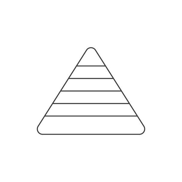 Bilgi grafikleri için piramit. Doğrusal diyagram, 6 basamaklı çizelge, seviyeler. Vektör illüstrasyonu beyaz arkaplanda izole edildi. - Vektör, Görsel