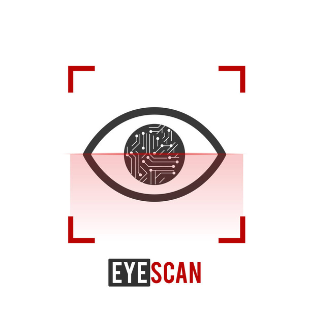 Icono de exploración ocular, escáner ocular, sistema de reconocimiento biométrico. Ilustración vectorial aislada sobre fondo blanco
. - Vector, Imagen