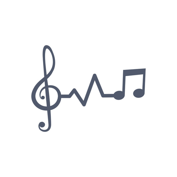 Batimento cardíaco música linha de pulso com notas e clef, ilustração vctor isolado no fundo branco
. - Vetor, Imagem