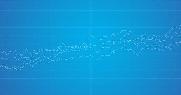 Economische grafiek met grafieken op de beurs, voor zakelijke en financiële concepten en rapporten. Abstract blauwe vector achtergrond. - Vector, afbeelding