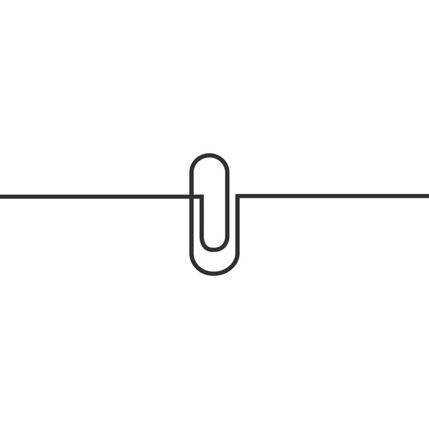 Continuous line drawing of paper clip. Attach icon. Template for your design works. Stock Vector illustration isolated on white background. - Vector, Image