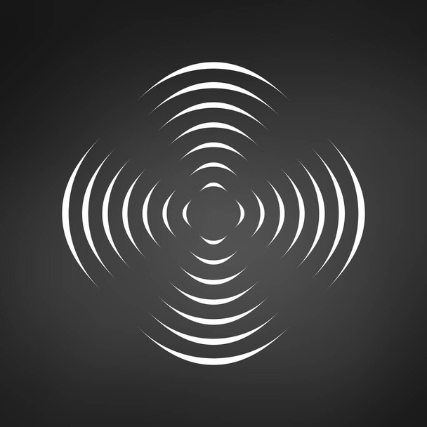 Kuvio symmetrinen geometrinen koriste pyörivä potkuri. Mustan ympyrän viivat. 3d optinen illuusio vaikutus. Vektorin kuva eristetty mustalla pohjalla
. - Vektori, kuva