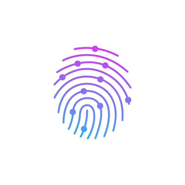 明るい指紋を識別して測定しています没入型技術の未来とサイバーセキュリティにおける指紋によるパスワード制御. - ベクター画像
