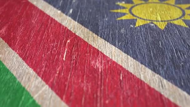 Flag Of Namibia. Detail On Wood, Shallow Depth Of Field, Seamless Loop. High-Quality Animation. Ideal For Your Country / Travel / Political Related Projects. 1080p, 60fps. - Footage, Video
