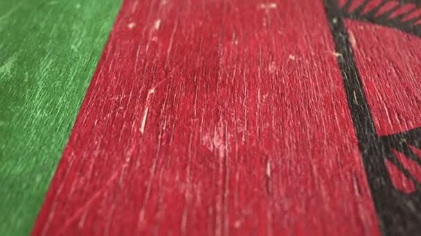 Flag Of Malawi. Detail On Wood, Shallow Depth Of Field, Seamless Loop. High-Quality Animation. Ideal For Your Country / Travel / Political Related Projects. 1080p, 60fps. - Video, Çekim