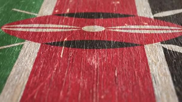 Flag Of Kenya. Detail On Wood, Shallow Depth Of Field, Seamless Loop. High-Quality Animation. Ideal For Your Country / Travel / Political Related Projects. 1080p, 60fps. - Footage, Video