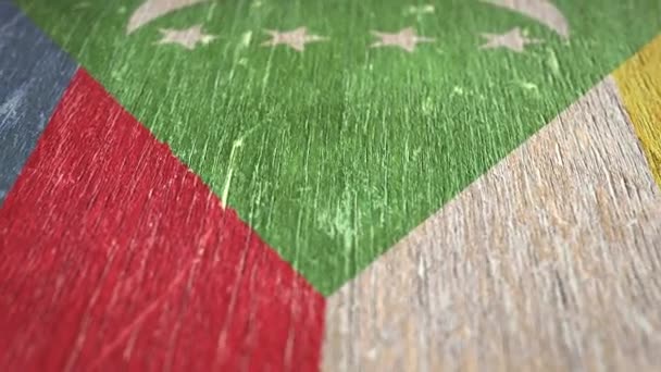 Flag Of Comoros. Detail On Wood, Shallow Depth Of Field, Seamless Loop. High-Quality Animation. Ideal For Your Country / Travel / Political Related Projects. 1080p, 60fps. - Footage, Video