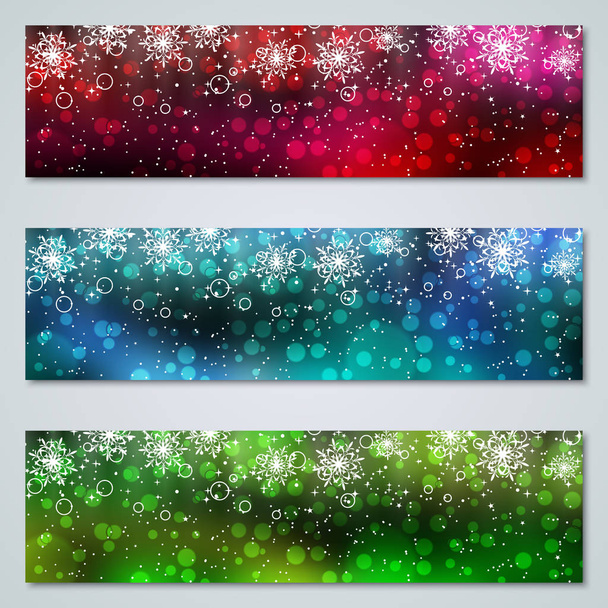 Christmas and New Year horizontal vector banners collection - Vektor, obrázek
