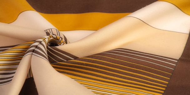 Tekstura, tło, wzór, jedwabna tkanina brązowego koloru, GEOMET - Zdjęcie, obraz