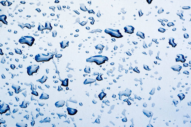lluvia de verano, gotas de agua en la pintura del coche. una pequeña ronda o p
 - Foto, imagen