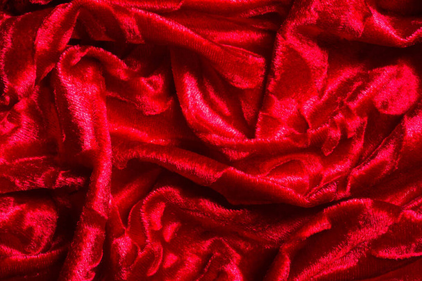 terciopelo, tela de color rojo. Este magnífico tejido de terciopelo estirable h
 - Foto, Imagen