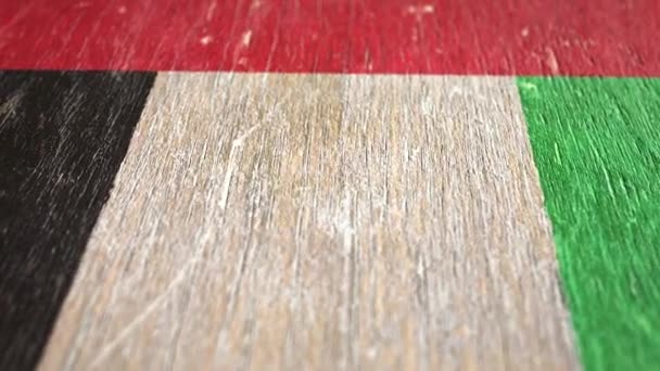 Flag Of United Arab Emirates. Detail On Wood, Shallow Depth Of Field, Seamless Loop. High-Quality Animation. Ideal For Your Country / Travel / Political Related Projects. 1080p, 60fps. - Footage, Video
