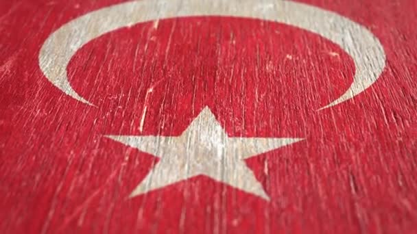 Flag Of Turkey. Detail On Wood, Shallow Depth Of Field, Seamless Loop. High-Quality Animation. Ideal For Your Country / Travel / Political Related Projects. 1080p, 60fps. - Footage, Video